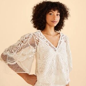 Farm Rio off-white guipure butterfly blouse size XL